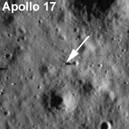 Imagen del lugar de alunizaje de la Apollo 17. NASA/LROC Imagen del lugar de alunizaje de la Apollo 17. NASA/LROC