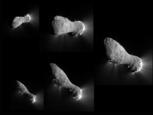 Imgenes del cometa Hartley 2 tomadas durante el sobrevuelo de la nave EPOXI de la NASA el 4 de noviembre 2010. Crdito: EPOXI/NASA