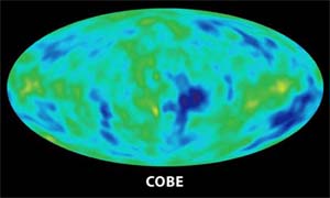 La primera imagen de irregularidades en la temperatura del Fondo Csmico de Microondas, COBE (Cosmic Background Explorer)/NASA