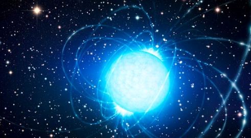 La impresión artística del magnetar del cúmulo Westerlund 1.  Crédito: ESO.