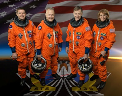 Los cuatro tripulantes del vuelo STS-135. Foto NASA.