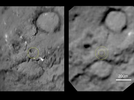 Cráter hecho por el hombre en cometa Temple 1. NASA.