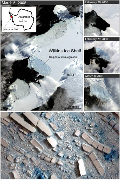 Colapsa Plataforma de Hielo Wilkins en la Antrtica. Foto: National Geographic.