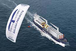 Ilustracin nave moderna a vela. SkySails.