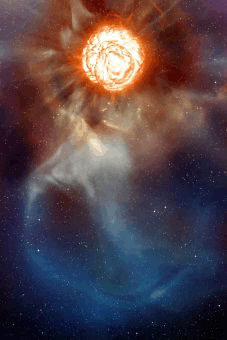 La estrella Betelgeuse pierde grandes cantidades de masa. Ilustración ESO.