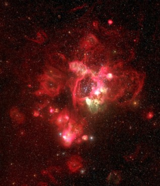 La Nebulosa N44 alrededor del cúmulo de estrellas NGC 1929. Crédito: ESO.