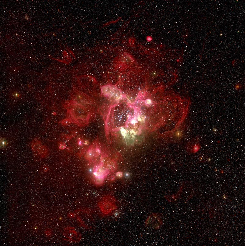 La superburbuja N44 alrededor del cmulo de estrellas NGC 1929. Crdito: ESO/La Silla.