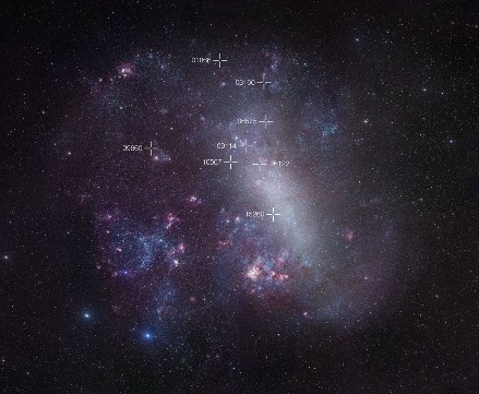 La Gran Nube de Magallanes estaba a 163.000 años luz de distancia. Crédito: ESO/Araucaria.