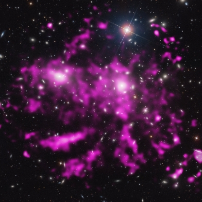 Dos galaxias dan la impresión de estar entrelazadas. Crédito: NASA/Chandra/Newton.