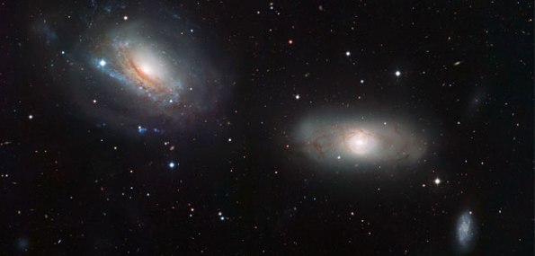 Dos galaxias prontas a un encuentro desgarrador, comienzan a sentir las perturbaciones gravitacionales. ESO.