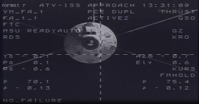 El ATV-4 atracó con la estación espacial enforma automática. Crédito: ESA.