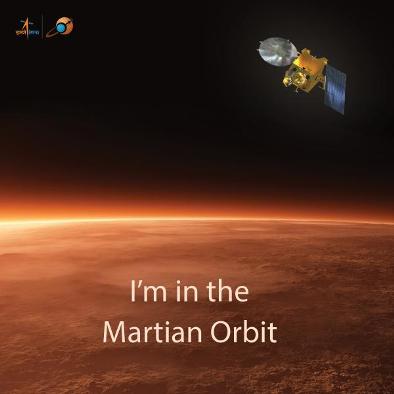 Sonda Mangalyaan de la India llegando a Marte. Haga click en la imagen para agrandar. Foto: ISRO.