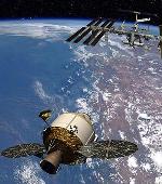 La nave Orión se acerca a la Estación Espacial Internacional. Dibujo: NASA