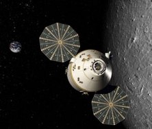 La futura nave da la NASA, en órbita de la Luna. Ilustración: NASA.