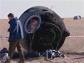 Así quedó la Soyuz TMA-11 que trajo a los tripulantes de la Exp. 16.