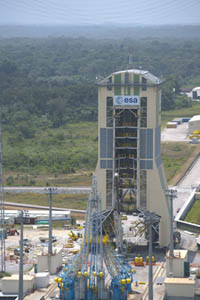Plataforma de lanzamiento de los cohetes Soyuz rusos desde Kourou, Guyana Francesa, Sudamérica. Foto: ESA.