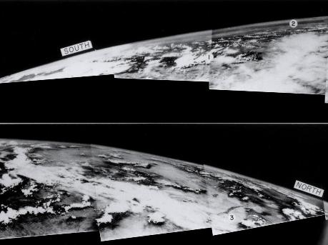 Primeras fotografías de la Tierra tomadas desde el espacio, por un cohete V2 reacondicionado por científicos estadounidenses. NASA.