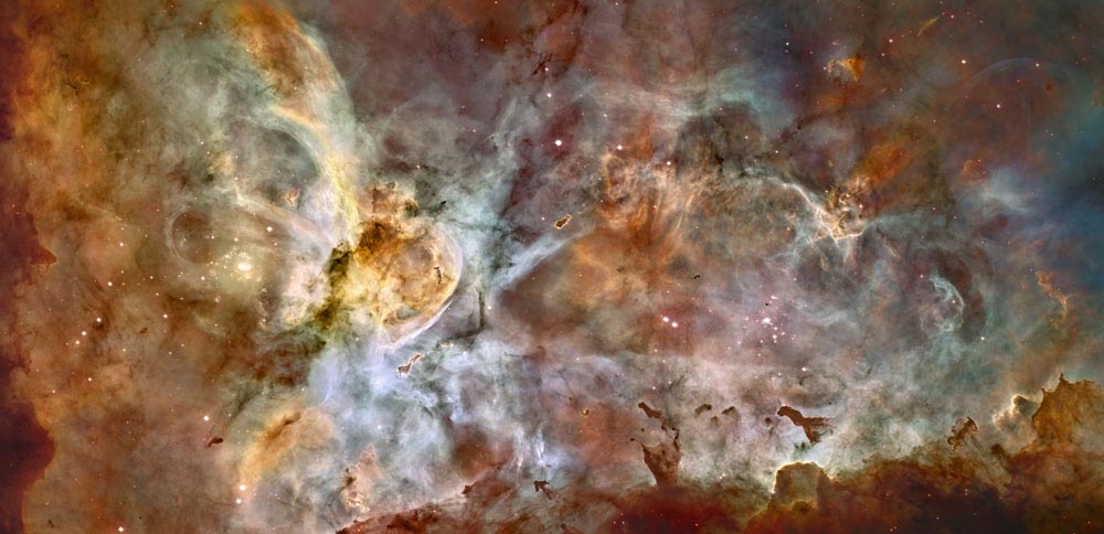 La Nbula de Carina en toda su magnfica extensin. Telescopio Espacial Hubble NASA/ESA.