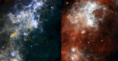 La Nébula fría, semejante al Saco de Carbón en la Cruz del Sur. ESA.