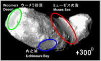 Nombres para lugares del asteroide Itokawa. Crédito: ISAS