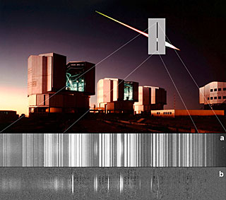 Detalles del espectro del meteoro obtenido en Paranal