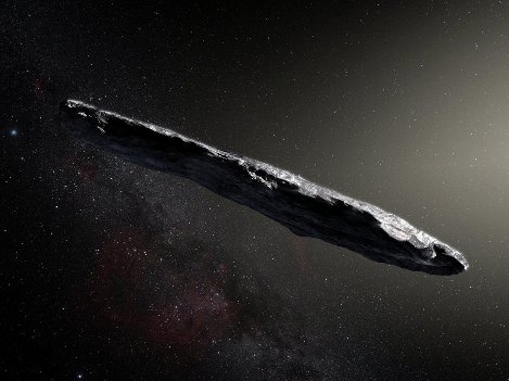 Ilustración del primer asteroide interestelar conocido.