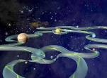 Túneles gravitacionales unen los Puntos de Lagrange de los planetas con el Sol (interpretación artística/JPL-NASA)