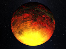 Visión artística de Kepler-10b el primer exoplaneta rocoso descubierto. Crédito: NASA