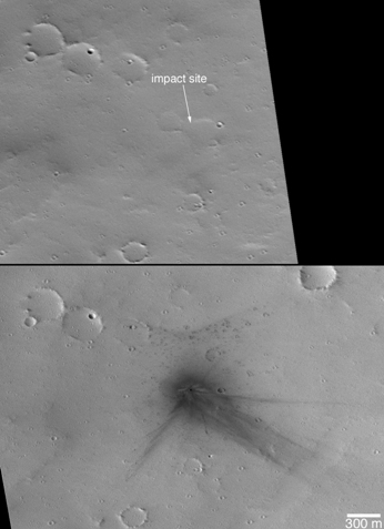 Cráter nuevo. MGS/NASA