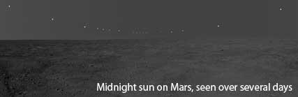 Sol de medianoche en el Ártico de Marte. Fenix/NASA.